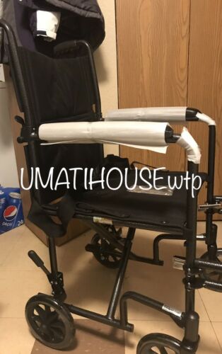 Lightweight Steel Wheelchair 19 Seat Fixed Full Arms Drive Medical