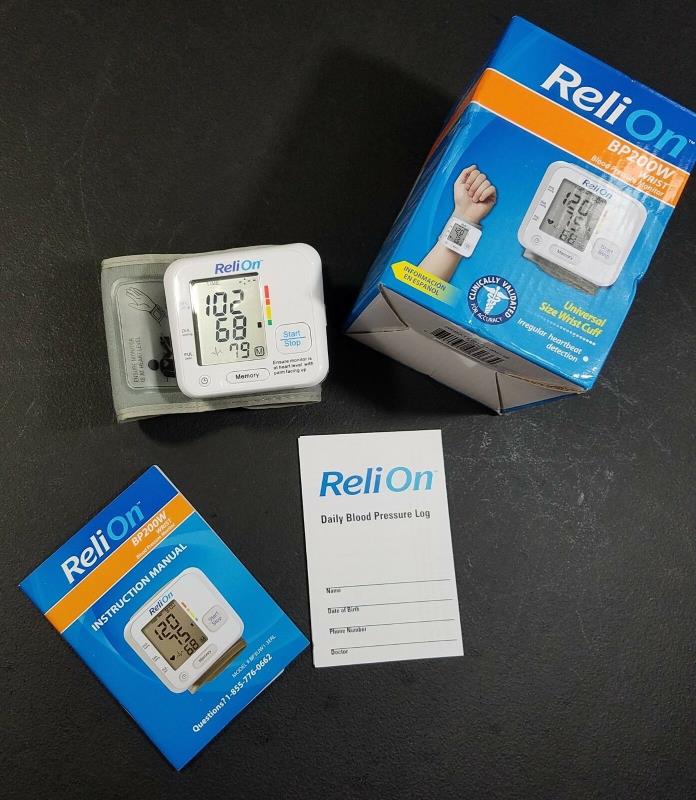 ReliOn BP200W WRIST Blood Pressure Monitor Wrist Cuff Universal Size Reli On