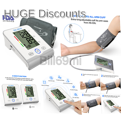 TEC.BEAN Arm Blood Pressure Monitor - Accurate, FDA Approved - Adjustable Cuf...