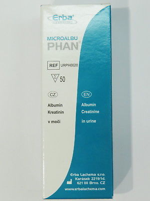 Microalbumin Creatinine Urine Reagent Test 50 Strips MicroalbuPHAN Europe 01/19