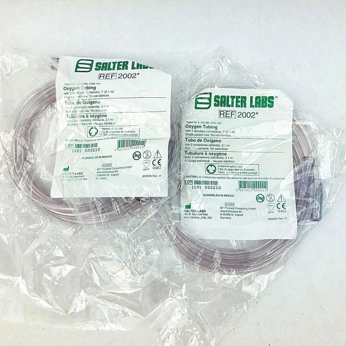 SALTER LABS OXYGEN TUBING Clear 2 Standard Connectors 7 Feet REF 2002 NEW