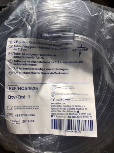 Lot of (3) MEDLINE REF HCS4525  25'Crush Resistant Oxygen Tubing Sealed