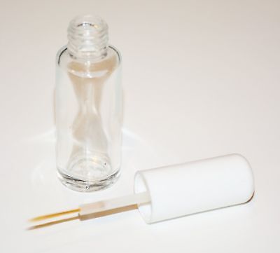 Empty Glass Round Nail Art Polish Bottle with White Cap and Brush 0.33 Oz 6 pcs