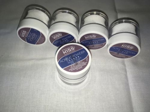 (5) KISS Professional Acrylic Powder Clear .25oz NEW