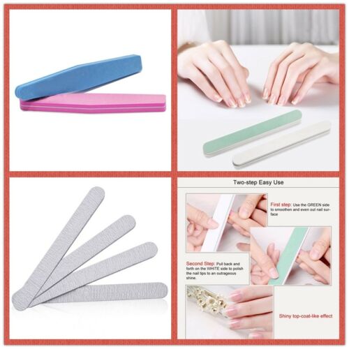 5pcs Nail Files 100/180 Grit Sanding Buffing Double-side Nail Art Manicure Tools