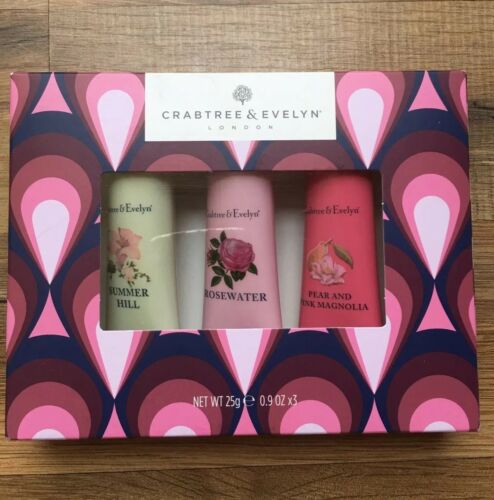 Crabtree & Evelyn HAND THERAPY Gift Set SUMMER HILL ROSEWATER PEAR PINK NEW Box