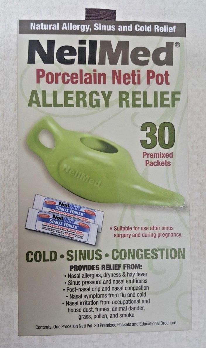 NeilMed Porcelain Neti Pot Allergy Relief 30 Premixed Packets NIB Sinus Cold
