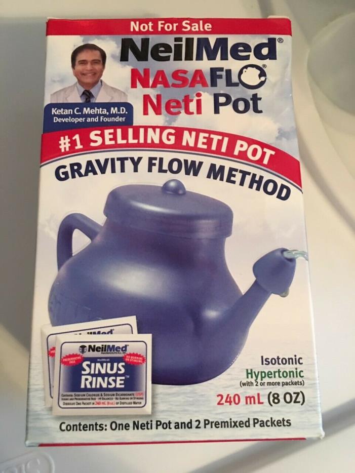 NeilMed NasaFlo Neti Pot Natural Sinus Relief  8 fl oz With 2 packs  Never Used