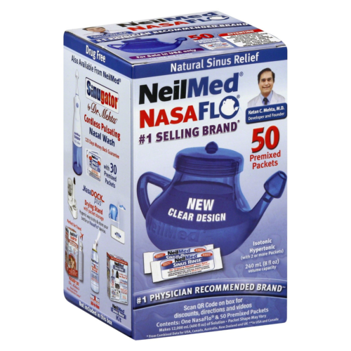 NeilMed NasaFlo Neti Pot Sinus Relief W/Mixed Packets, 50ct 705928008168