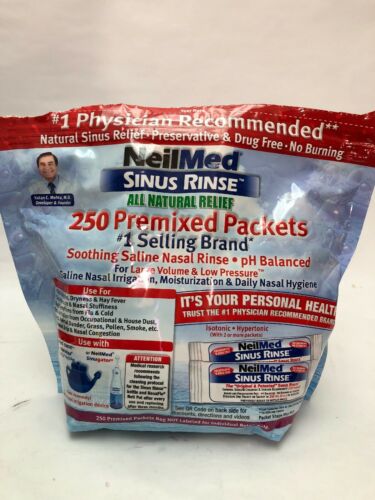 NeilMed 250 PREMIXED PACKETS SINUS RINSE RELIEF NEW ALLERGY DRY NOSE THERAPY FLU