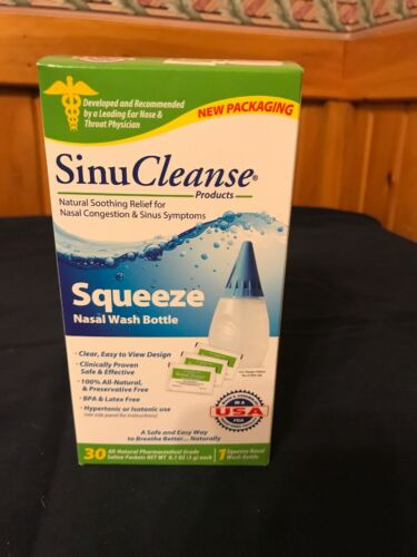 SinuCleanse Sinu Cleanse Squeeze Nasal Wash Bottle All Natural Saline 30 Packets