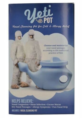 Neti Pot Nasal Cleaning Cold Allergy Relief Nose Yeti Cleanser W/10 SALINE PACKS