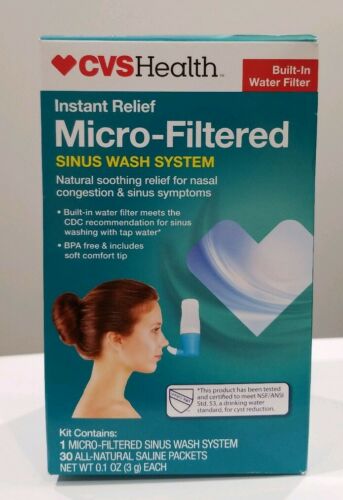 NEW CVS Health Instant Relief MicroFiltered SINUS WASH SYSTEM w/30 Saline Packs