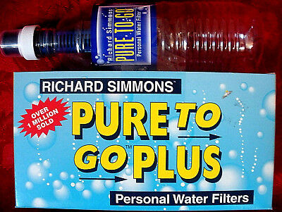 NEW WATER PURIFIFIER BOTTLE w 12 FILTERS PURE TO GO PLUS NIB RICHARD SIMMONS