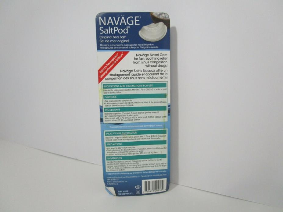 Navage Original Sea Salt Pods, 10 Count, New, FREE SHIPPING!