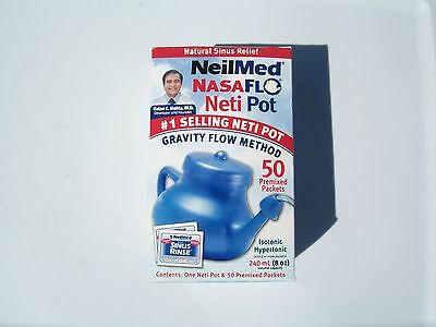 NeilMed NasaFlo Neti Pot - Gravity Flow Method 50 Premixed Packets - NIB