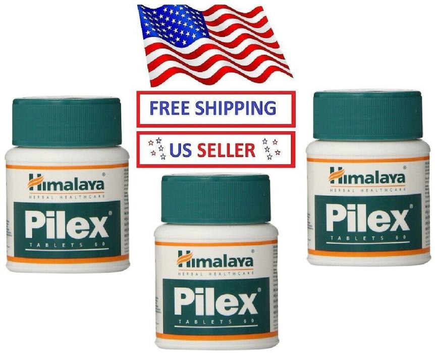 3 PACK Himalaya PILEX 60 Tablets Herbal & Natural - US SHIPPER! *EXP: 09/2021*