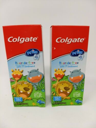 Lot of 2 Colgate Toothpaste My First Flouride-Free Mild Fruit 1.75 oz