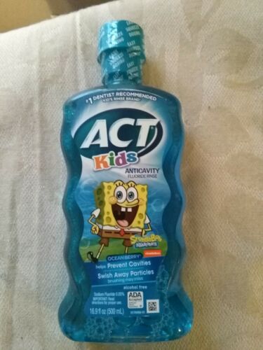 ACT Kids SpongeBob Squarepants Anticavity Fluoride Rinse, Ocean Berry, 16.9 oz