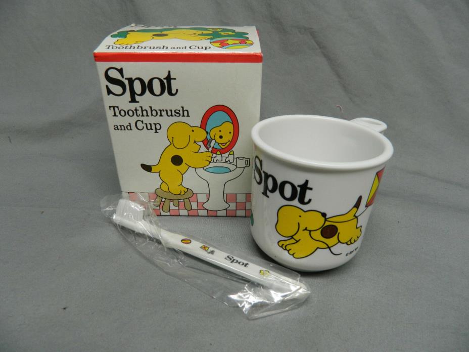 NIB Child's Spot Toothbrush and Cup With Holder In Handle - Eden Toys