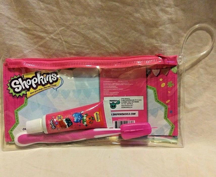 Shopkins Brush Buddies Travel Kit New Toothbrush Cap Toothpaste Pouch with Loop