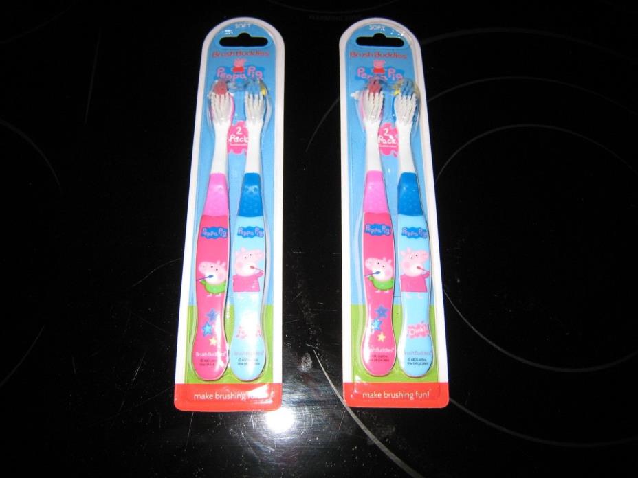 PEPPA PIG BRUSH BUDDIES SOFT TOOTH BRUSHES- NEW SET OF 4- FREE SHIPPING@@@