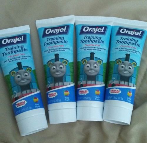 4 Pk Orajel Toddler Traing Toothpaste Thomas the TrainTooty Fruity Flavor