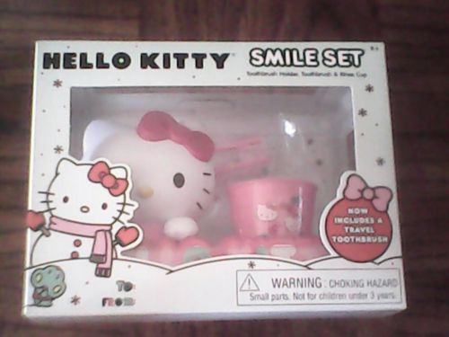 Hello Kitty Kids Smile Set Toothbrush Holder, Toothbrush & Rinse Cup
