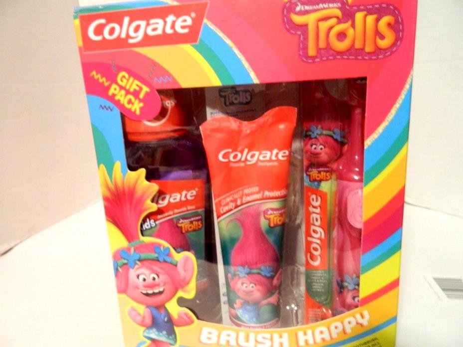 COLGATE TROLLS  ORAL BRUSH HAPPY  POWERED TOOTHBRUSH  4 PIECES  GIFT SET