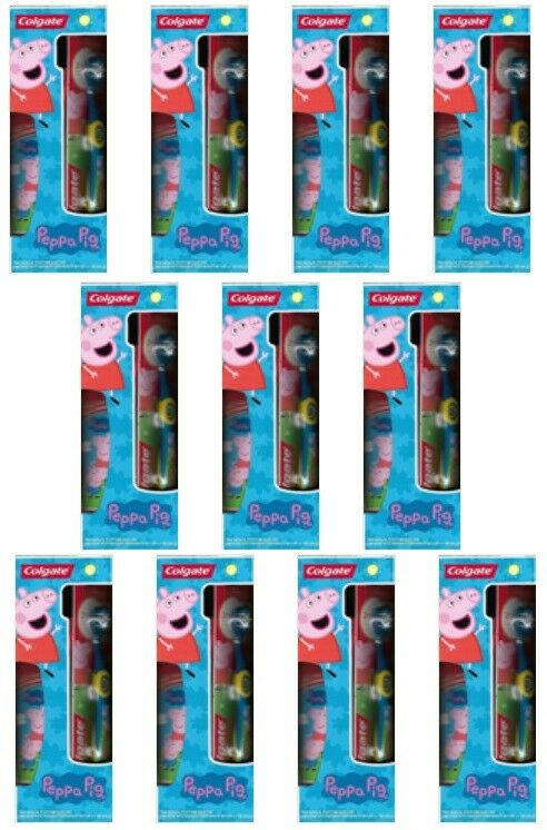 Peppa Pig Lot of 11 Colgate Sets 2 Manual Toothbrushes & Bubble Fruit Toothpaste