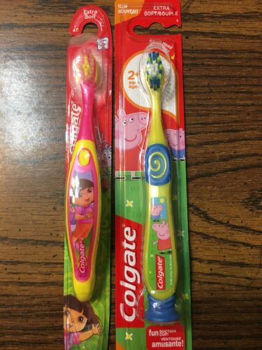 Childrens Set Of 2 Toothbrushes Colgate Dora And Peppa Pig