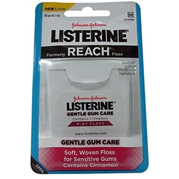 Dental Floss Listerine Gentle Gum Care Woven 50 Yards (Pack Of 8)