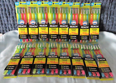 48 REACH CRYSTAL CLEAN TOOTHBRUSHES - FIRM HEAD BI-LEVEL BRISTLES & CLEANING TIP