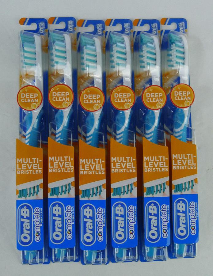 Lot of 6 Toothbrushes Oral-B Complete Deep Clean Multi-level Soft Teal Blue J