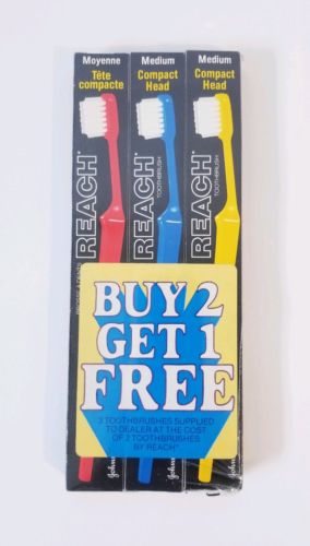 Vintage 70's Reach Toothbrush 3pk New Sealed NOS