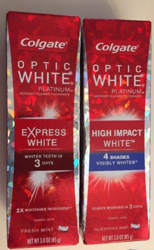 Colgate Optic White Platinum Toothpaste Express High Impact Mint Gel 3 oz Lot 2