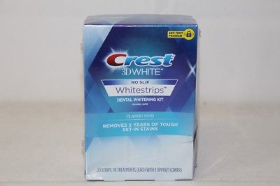 New Crest 3D White No Slip Whitestrips Classic Vivid Dental Kit 20 Strips 03/20