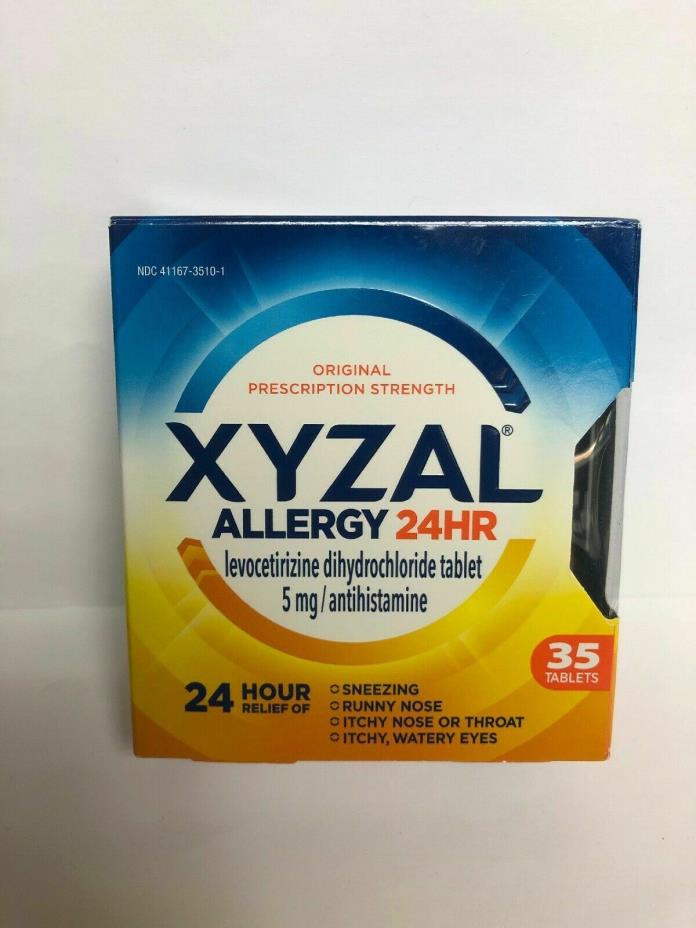 Xyzal Allergy 24HR Levocetirizine Dihydrochl.5 mg Antihistamine 35 Ct EXP 08/20