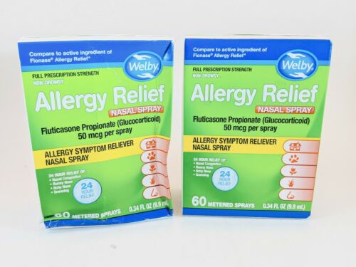 2 Boxes of Welby Allergy Relief Nadal Spray 24hr 60 Sprays Exp 12/18