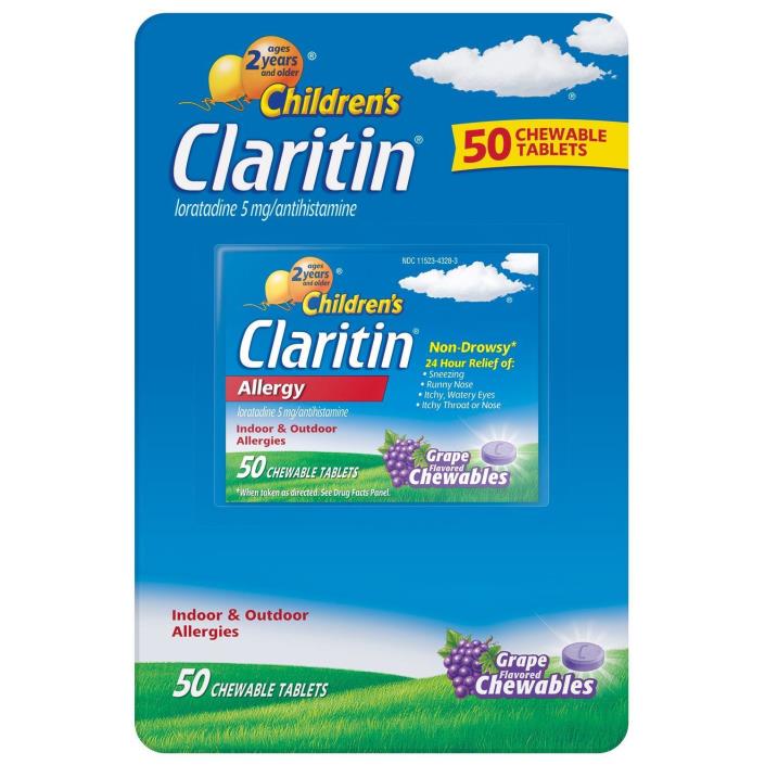 Children's Claritin 24 Hour Non-Drowsy Allergy 5mg Grape Chewable Tablet (50ct)