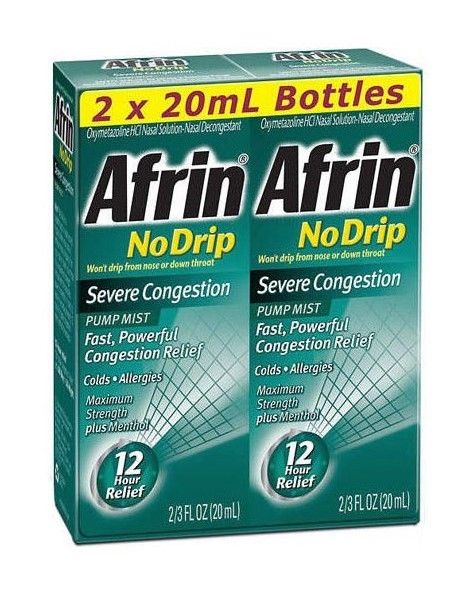 Afrin No Drip Congestion Nasal Decongestant Pump Mist (2/.67 fl. oz Bottles)