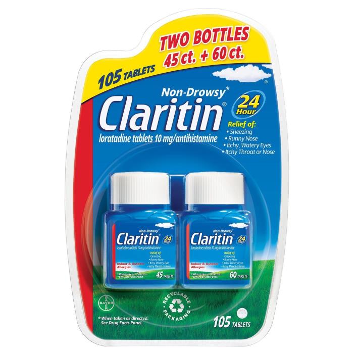 Claritin 24 Hour Non-Drowsy Allergy Relief 10mg Tablets (105 ct.) Allergy Sinus