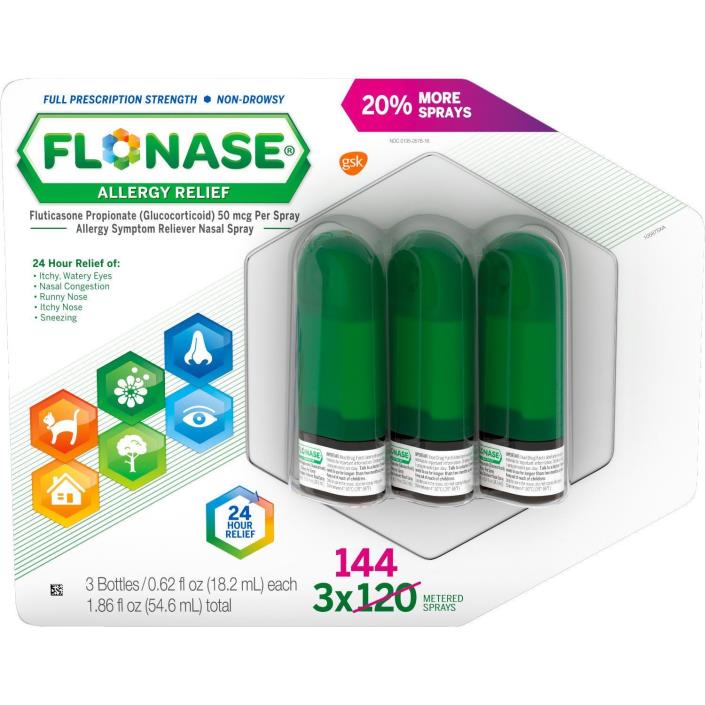 FLONASE Allergy Relief Nasal Spray (144 sprays per bottle, 3 ct.) Allergy Sinus