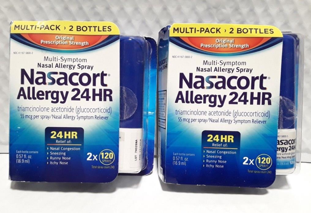 2 Pack Nasacort Allergy 24 Hour 480 Sprays 0.57 Fluid Ounce OTC EXP 4/19