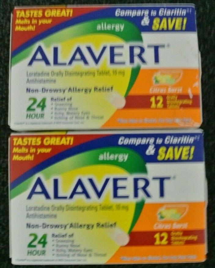 Lot of 2 Alavert 24 Hr Loratadine Allergy Relief 24 DisolvingTablets Exp: 10/19