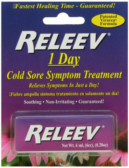New RELEEV 1 Day Cold Sore Symptom Treatment 0.20 Oz EXP:06/30/2020 Sealed
