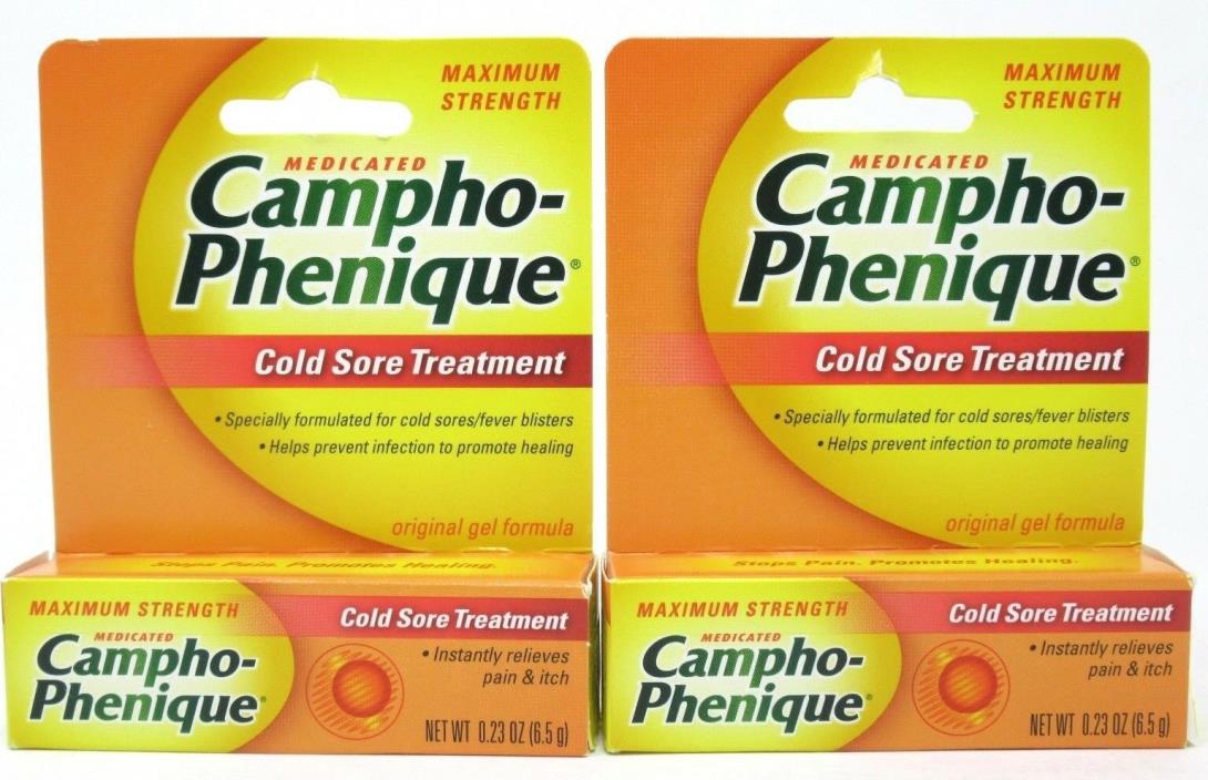 Campho Phenique Cold Sore Treatment 0.23oz Ea Maximum Strength 2 Count Exp 09/19