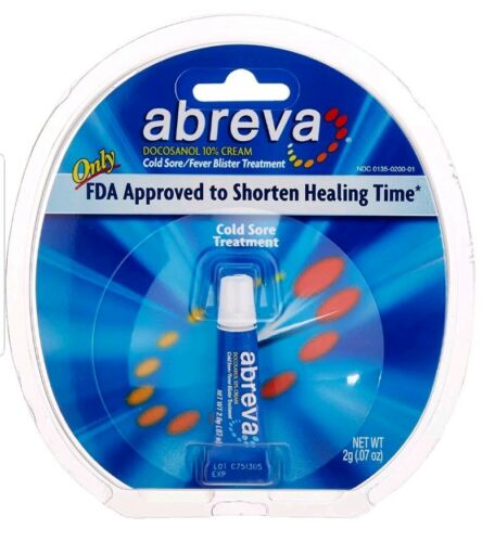 Abreva Cold Sore/Fever Blister Treatment FDA approved shorten healing time TUBE