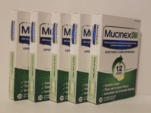 Mucinex DM 600mg Expectorant Cough 12 Hour 20 x 5 = 100 Tablets Exp 11/2020