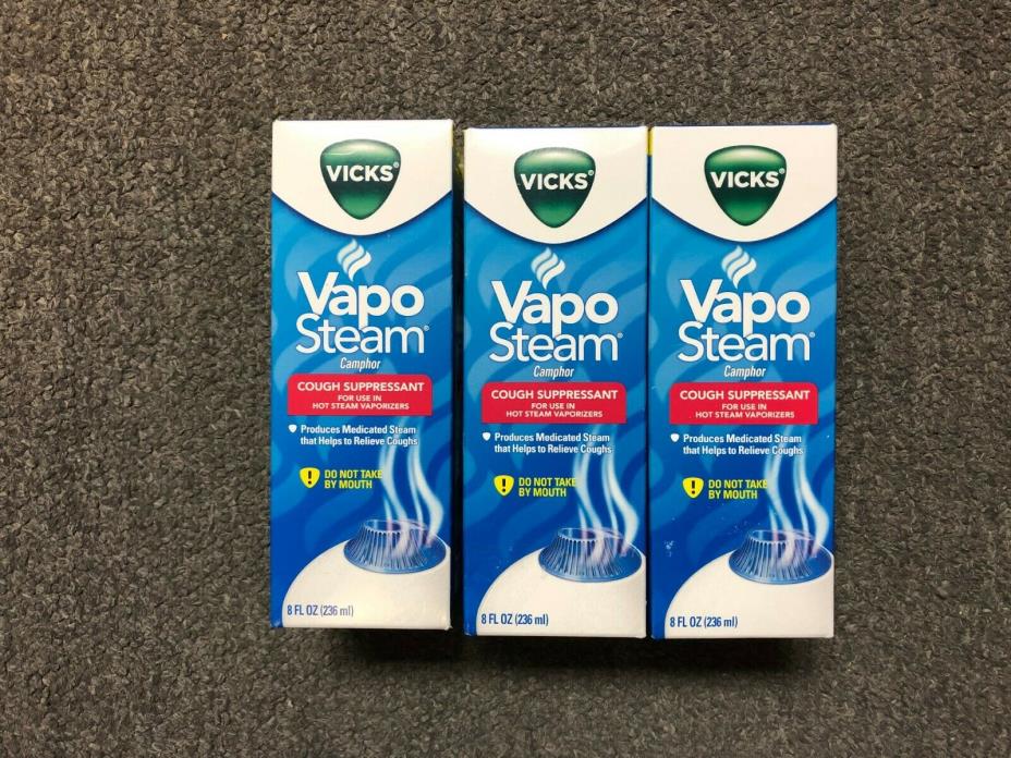 Vicks Vapo Steam for Hot Steam Humidifier Cough Suppressant 8oz Lot of 3